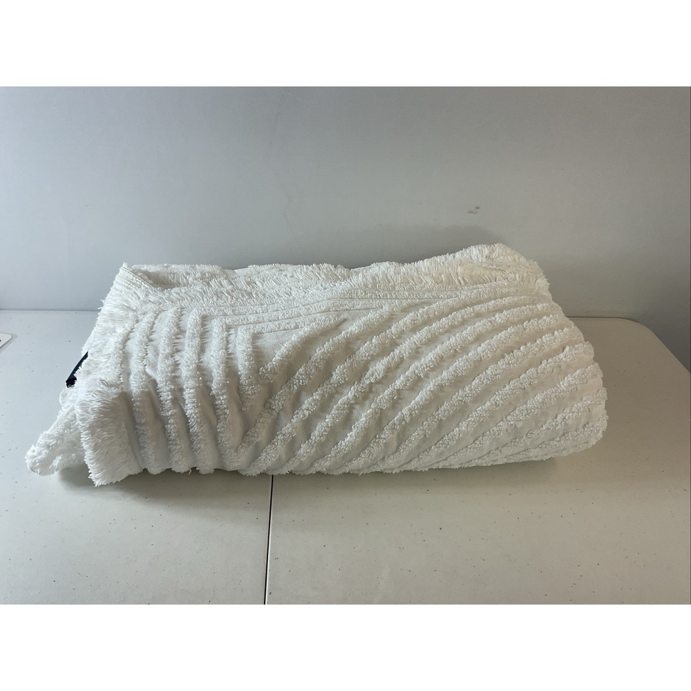 Vtg Ralph Lauren Tufted Chenille Twin Bedspread Pale Yellow 70s